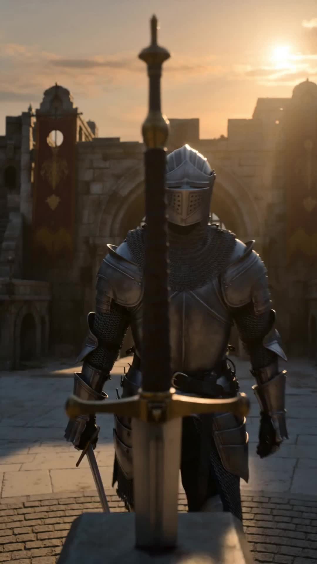 Girl Knight Slaying the Evil Dragon