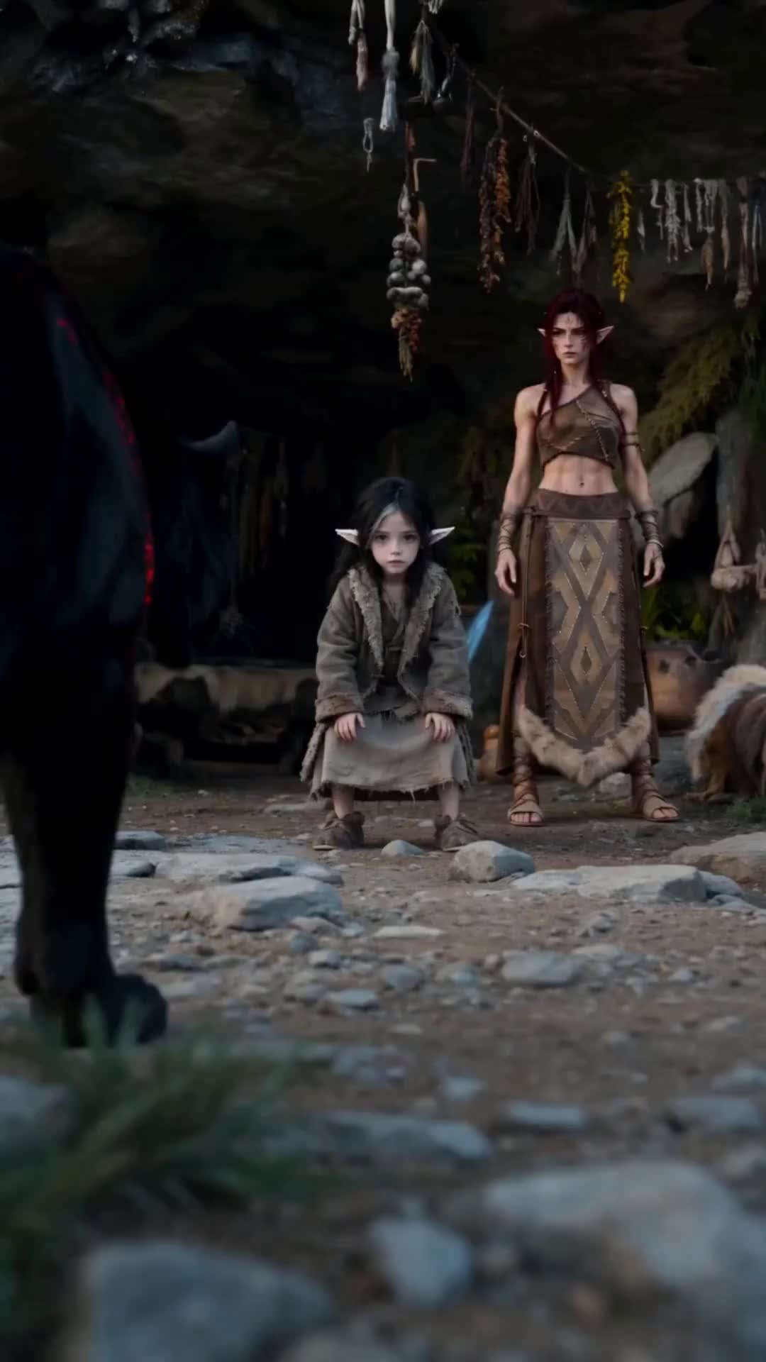 Mi esposa elfa de sangre y nuestra hija de sangre lunar
